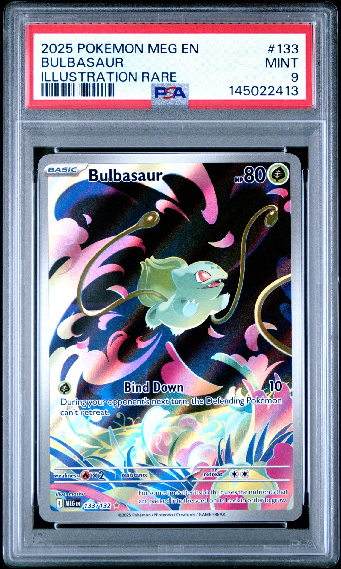2025 Pokemon Meg En-Mega Evolution Bulbasaur #133 (Illustration Rare) Mint 9 front
