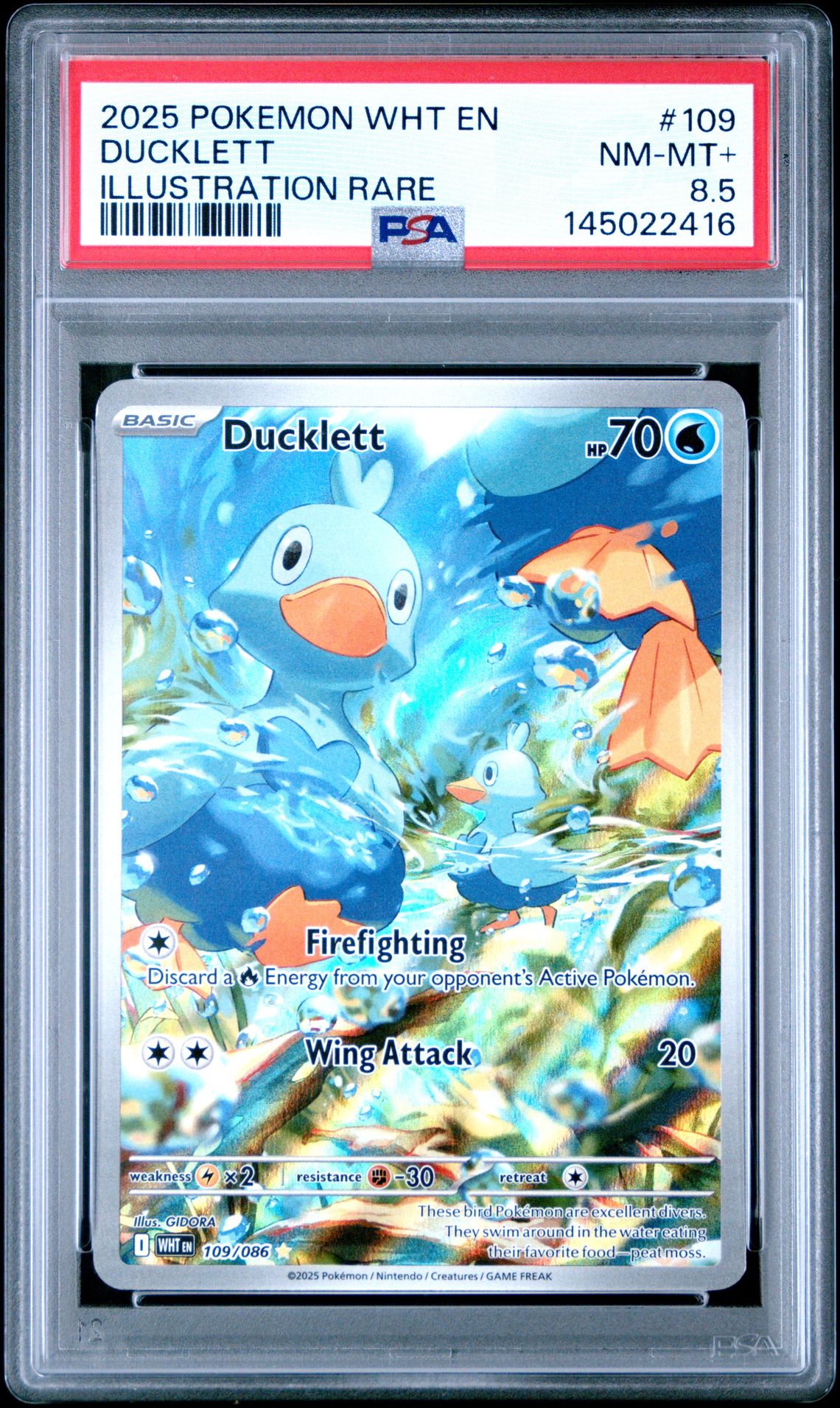 2025 Pokemon Wht En-White Flare Ducklett #109 (Illustration Rare) Nm-Mt+ 8.5 front