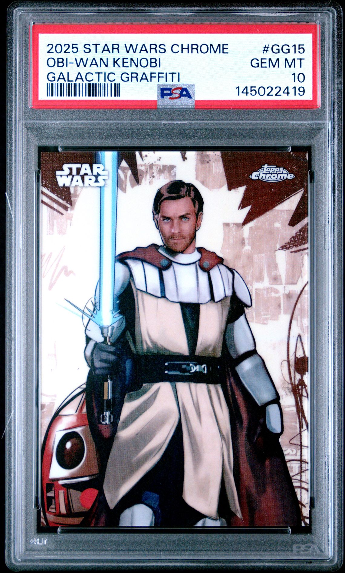 2025 Topps Chrome Star Wars Galactic Graffiti Obi-Wan Kenobi #Gg15 Gem Mt 10 front