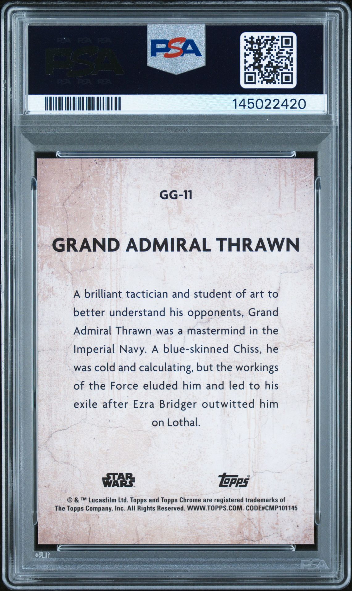 2025 Topps Chrome Star Wars Galactic Graffiti Grand Admiral Thrawn #Gg11 Mint 9 back