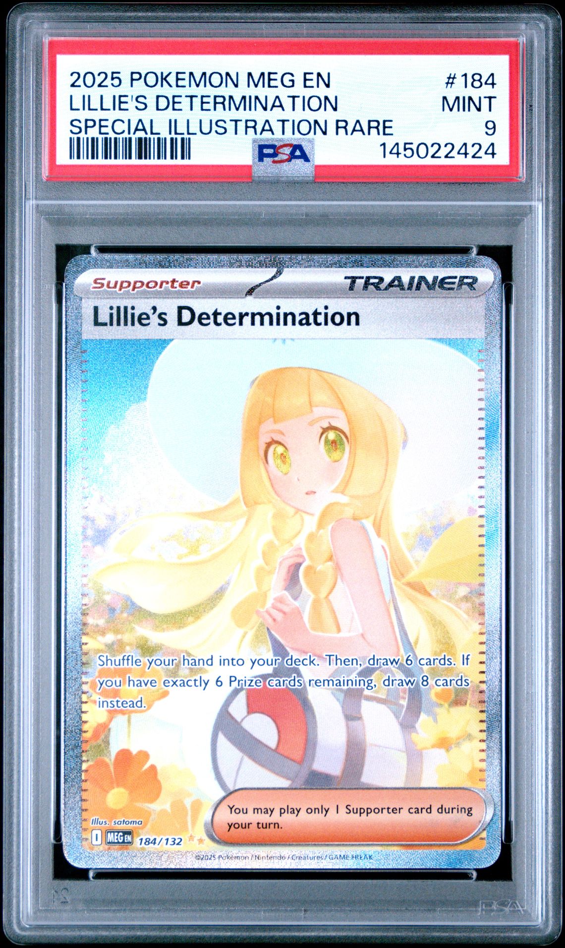 2025 Pokemon Meg En-Mega Evolution Lillie's Determination #184 (Special Illustration Rare) Mint 9 front