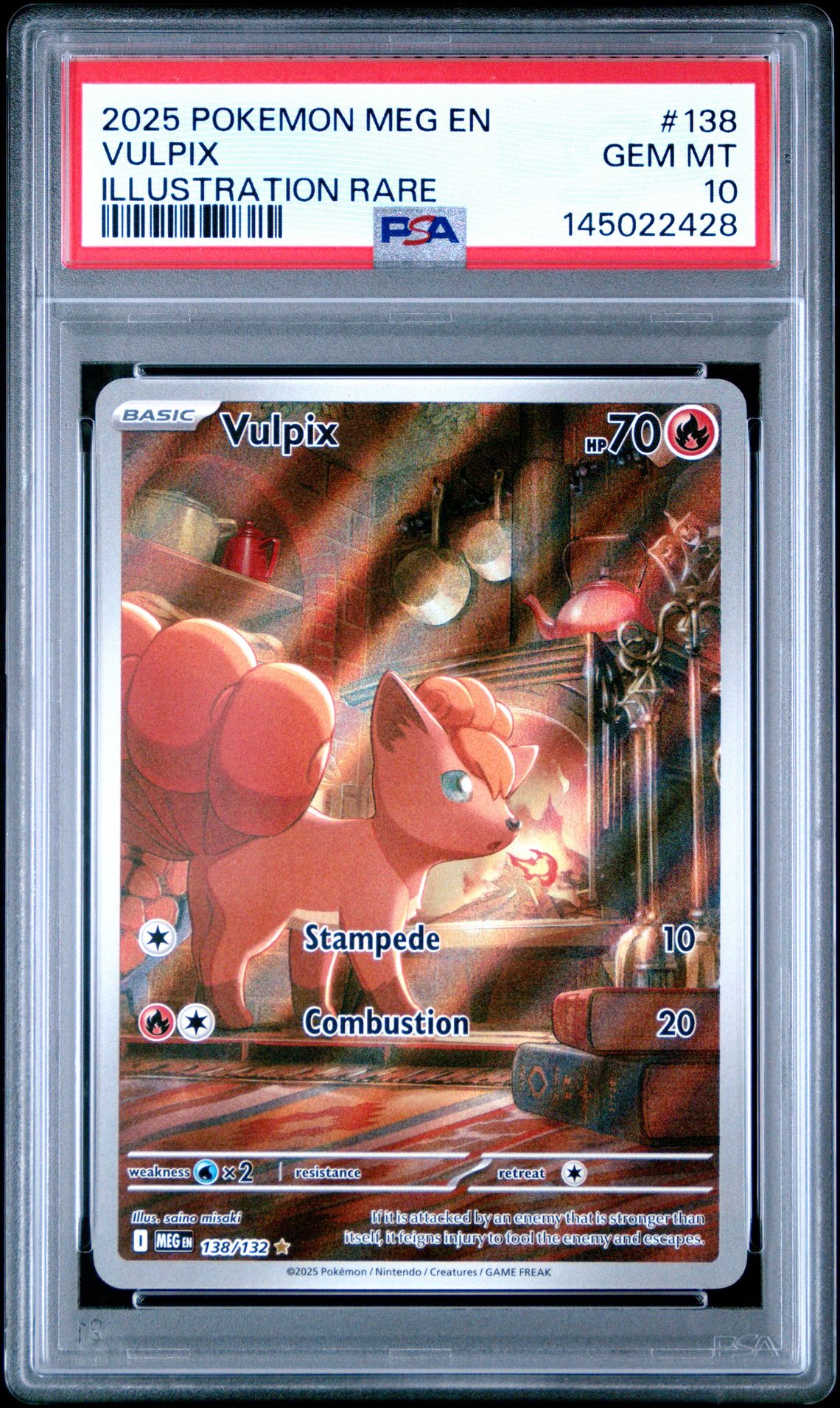 2025 Pokemon Meg En-Mega Evolution Vulpix #138 (Illustration Rare) Gem Mt 10 front
