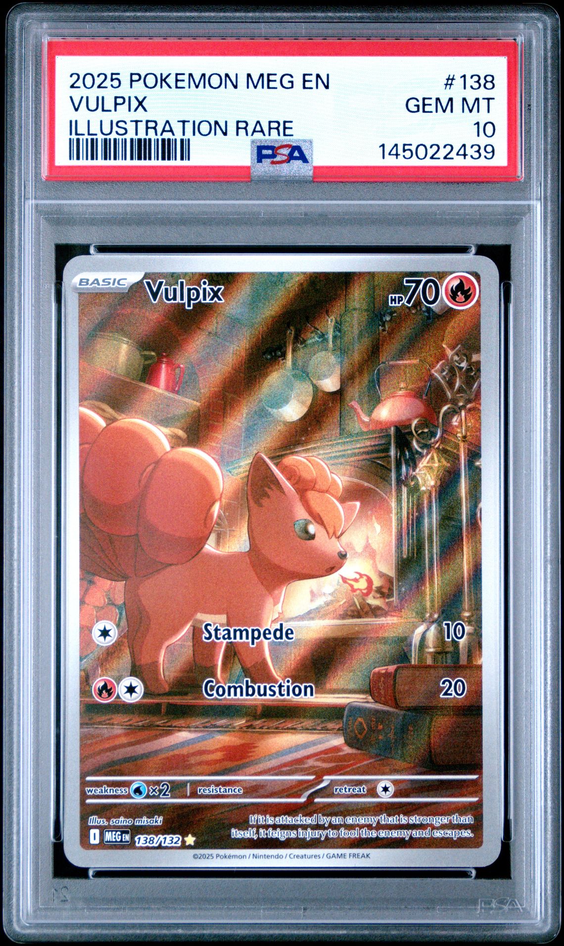 2025 Pokemon Meg En-Mega Evolution Vulpix #138 (Illustration Rare) Gem Mt 10 front