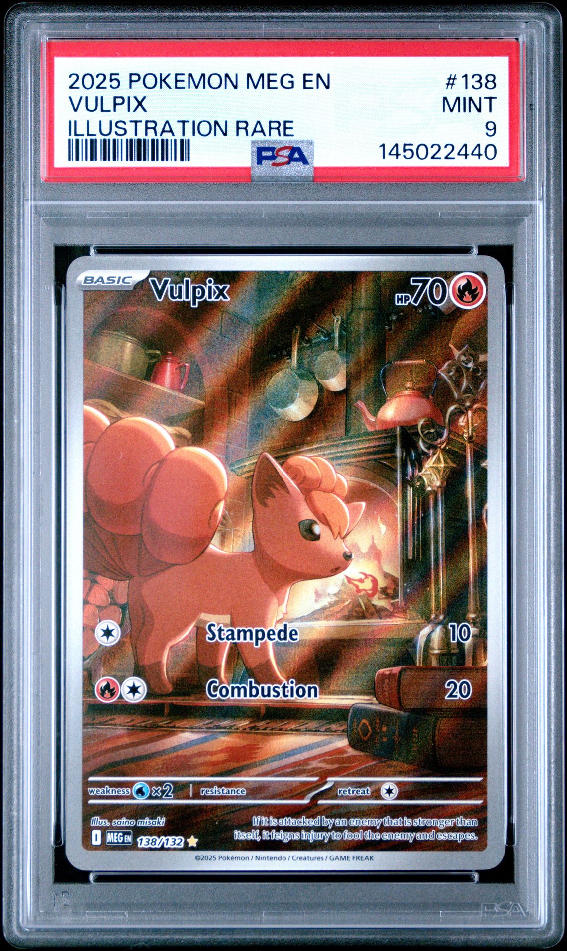 2025 Pokemon Meg En-Mega Evolution Vulpix #138 (Illustration Rare) Mint 9 front