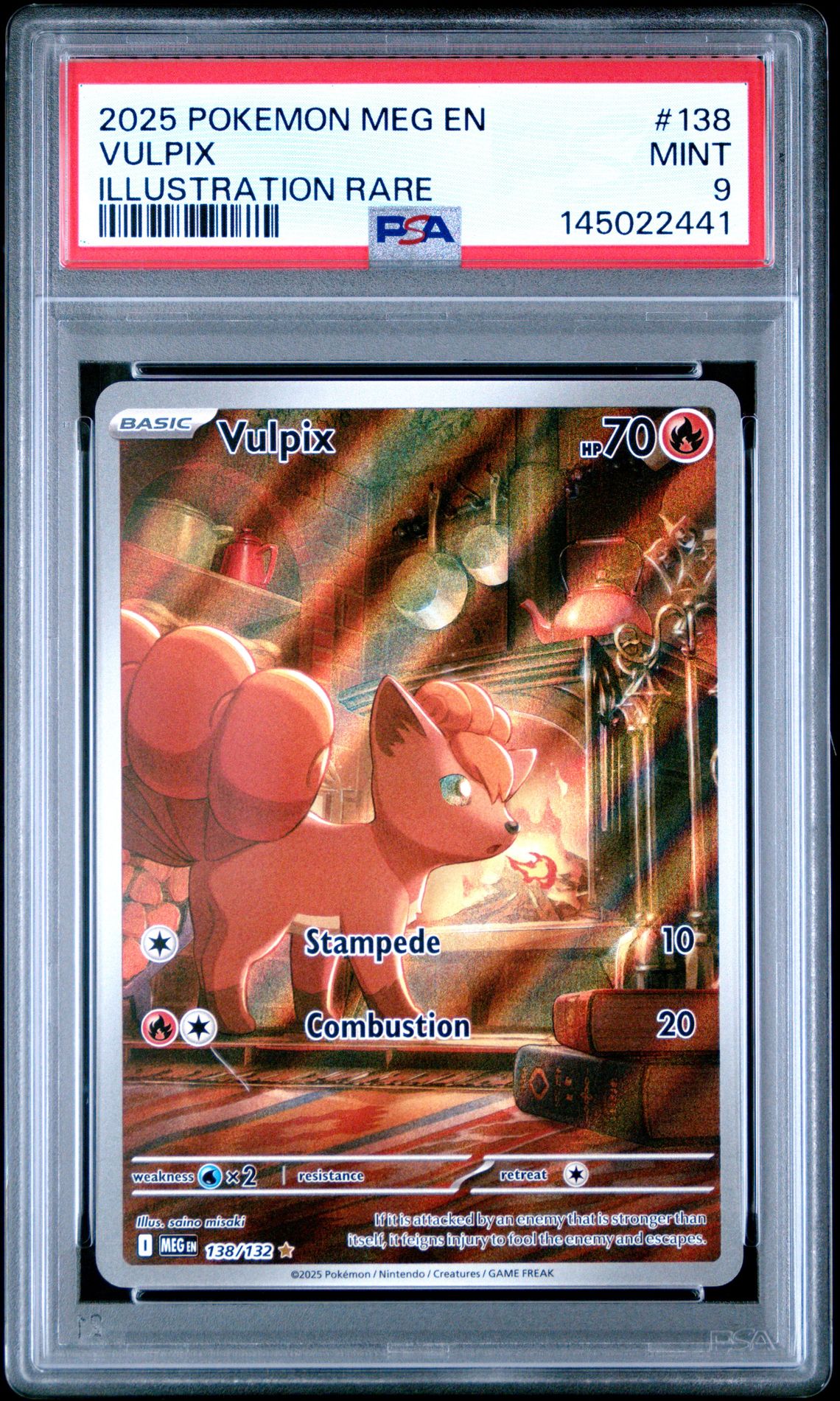 2025 Pokemon Meg En-Mega Evolution Vulpix #138 (Illustration Rare) Mint 9 front
