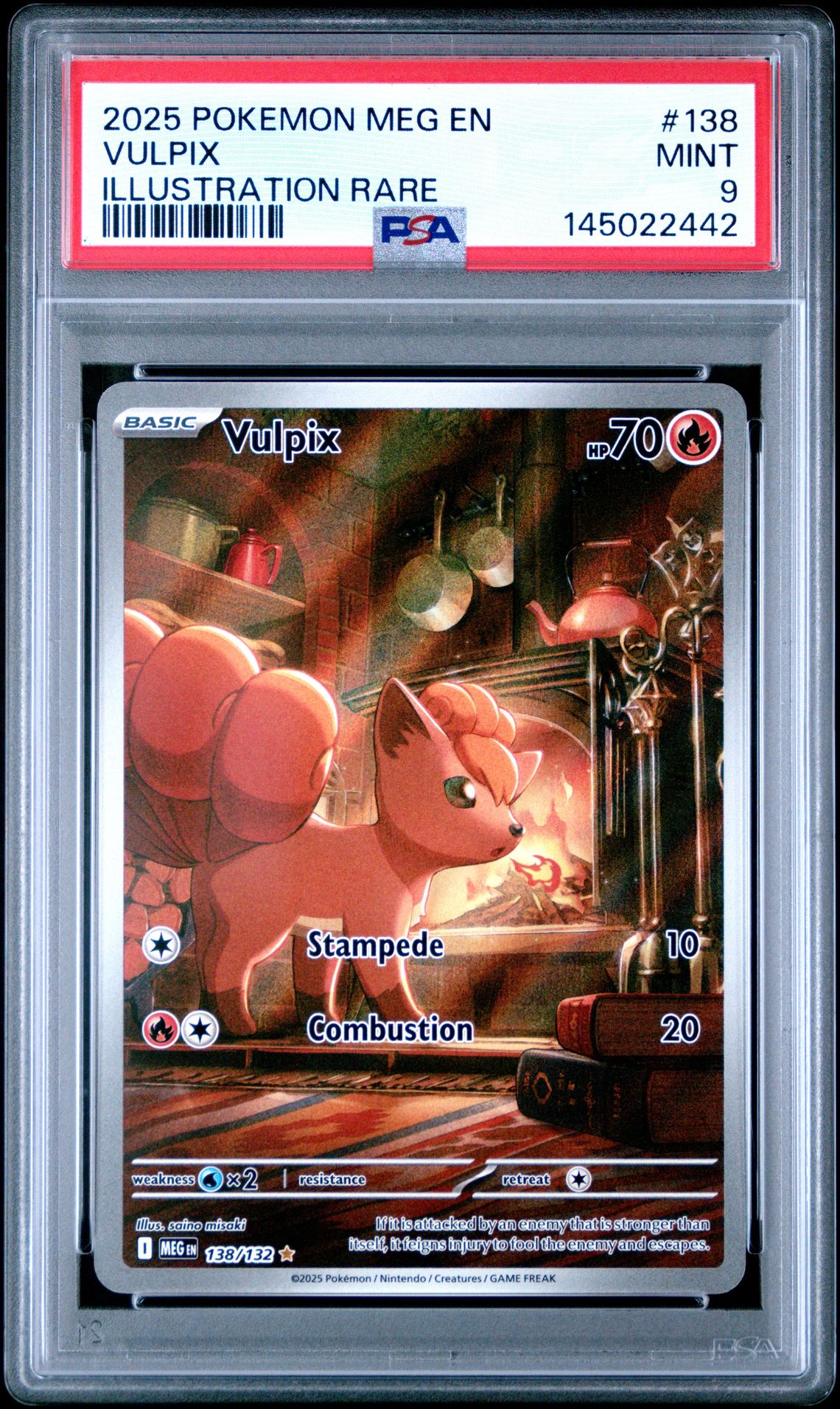 2025 Pokemon Meg En-Mega Evolution Vulpix #138 (Illustration Rare) Mint 9 front
