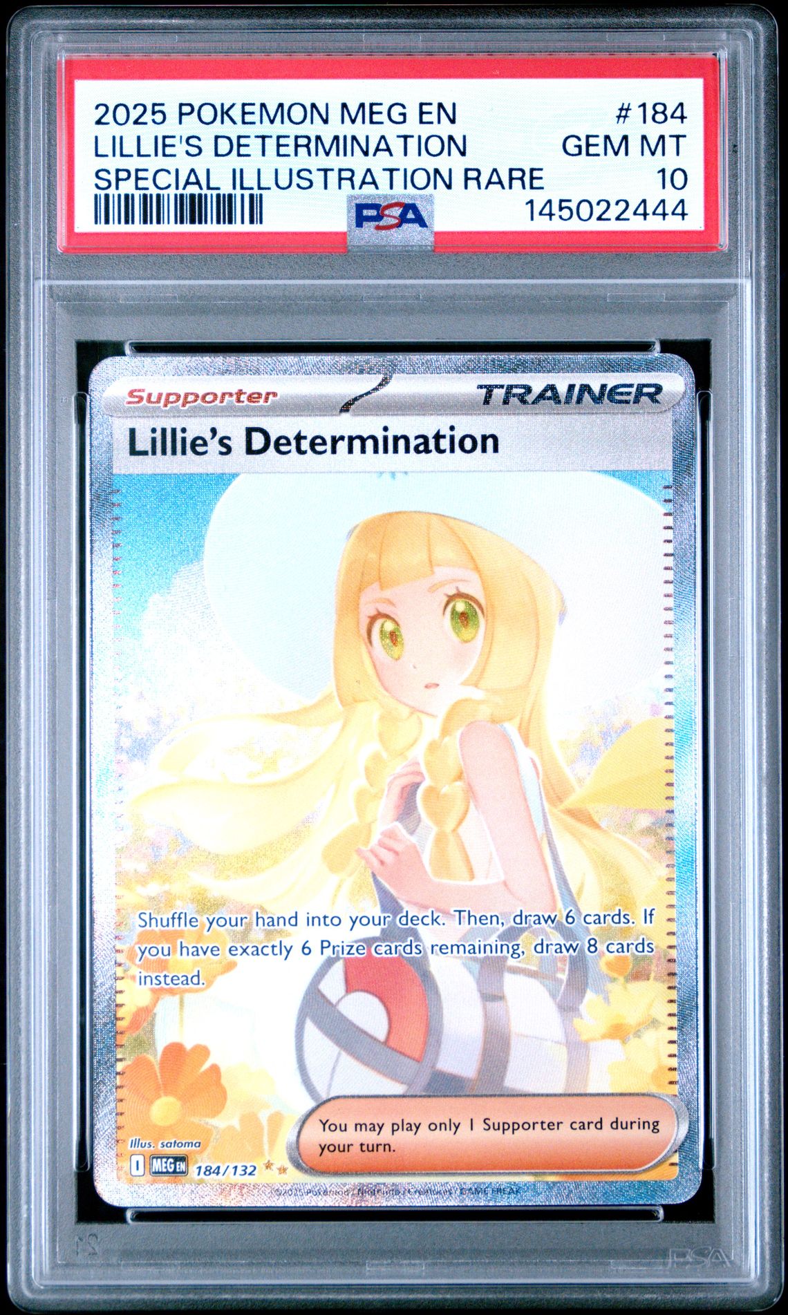 2025 Pokemon Meg En-Mega Evolution Lillie's Determination #184 (Special Illustration Rare) Gem Mt 10 front
