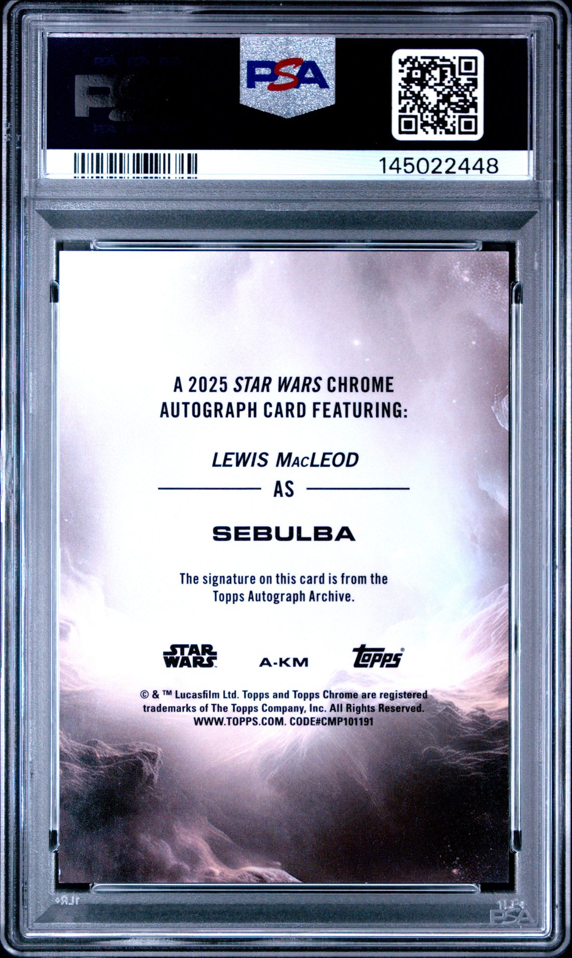 2025 Topps Chrome Star Wars Autographs Lewis Macleod #Akm Mint 9 back