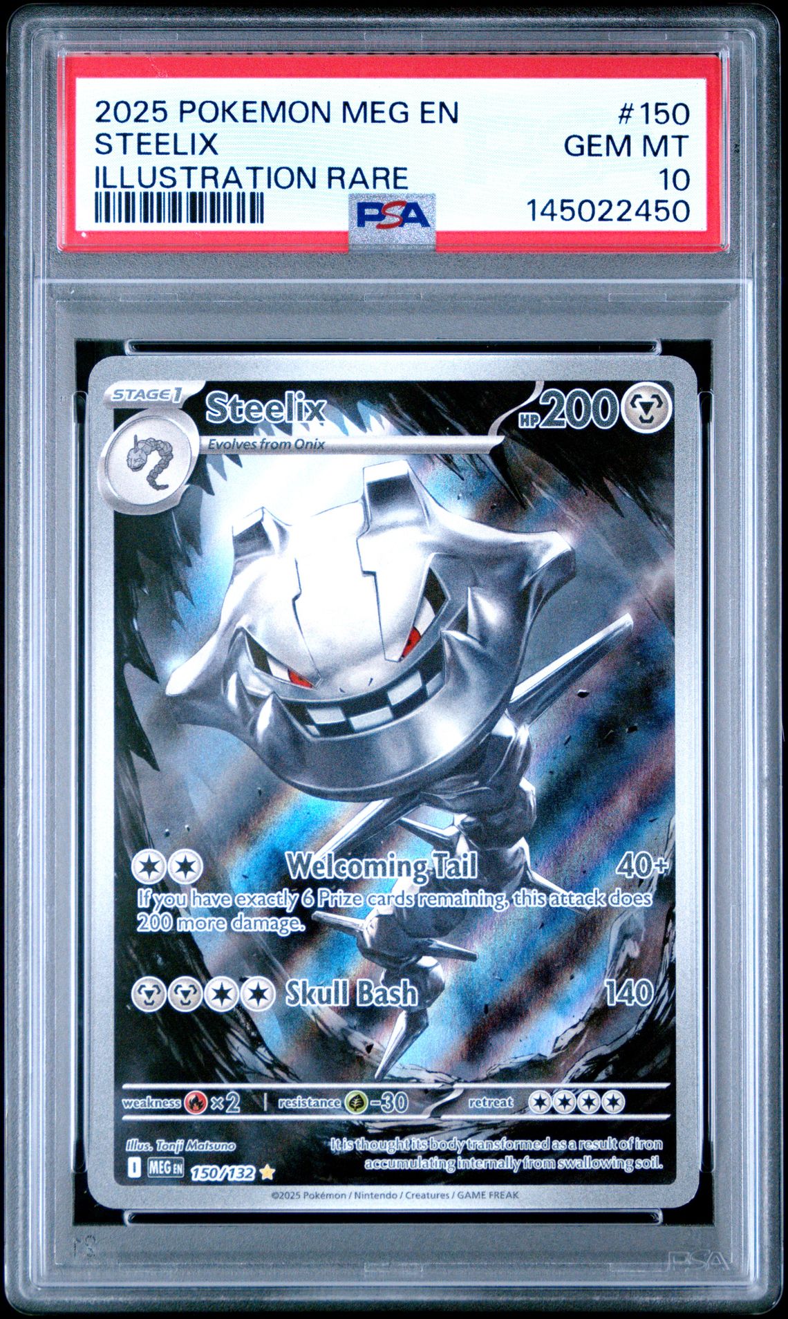 2025 Pokemon Meg En-Mega Evolution Steelix #150 (Illustration Rare) Gem Mt 10 front