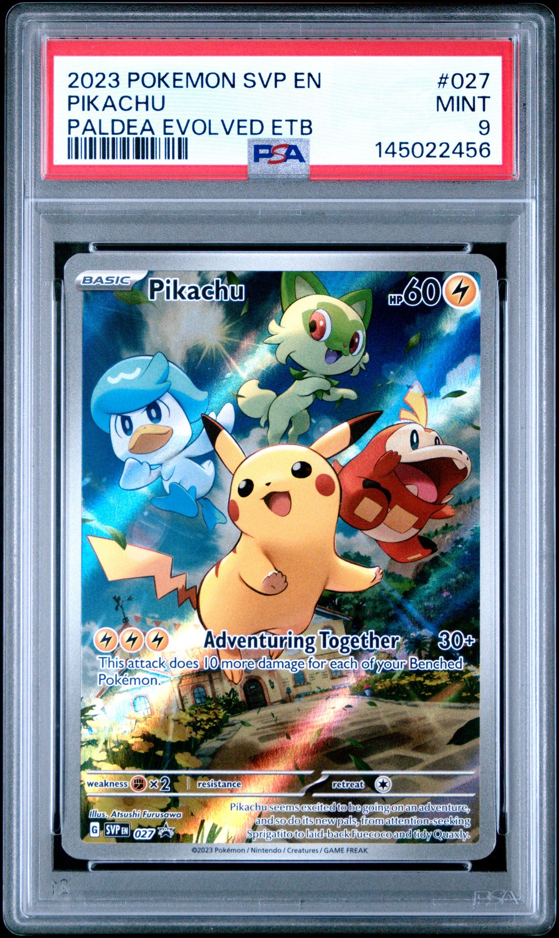 2023 Pokemon Svp En-Sv Black Star Promo Pikachu #027 (Paldea Evolved Etb) Mint 9 front