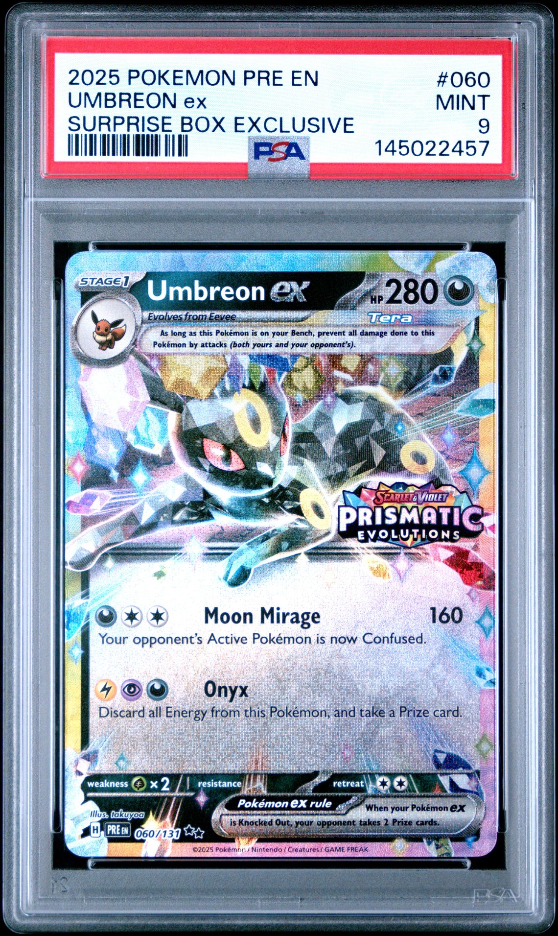 2025 Pokemon Pre En-Prismatic Evolutions Umbreon Ex #060 (Surprise Box Exclusive) Mint 9 front