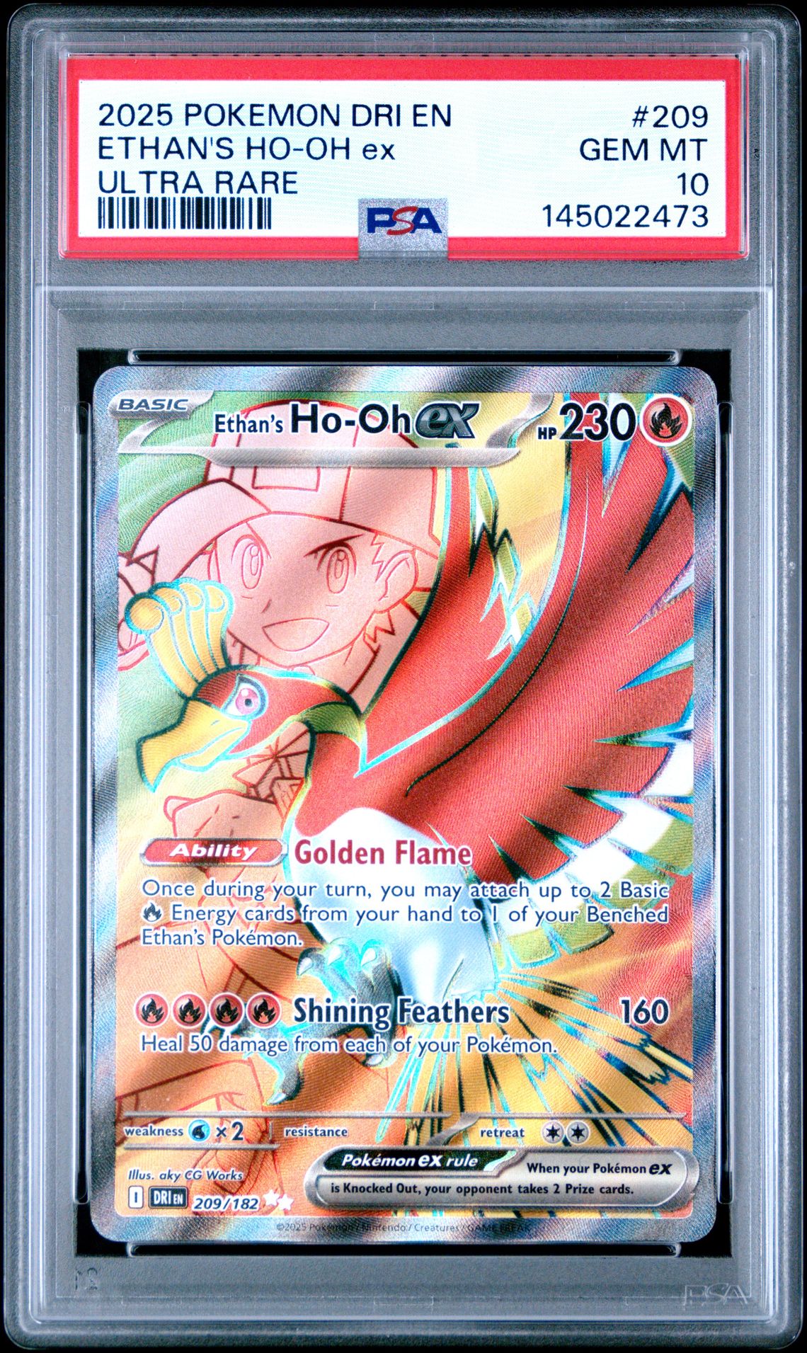 2025 Pokemon Dri En-Destined Rivals Ethan's Ho-Oh Ex #209 (Ultra Rare) Gem Mt 10 front