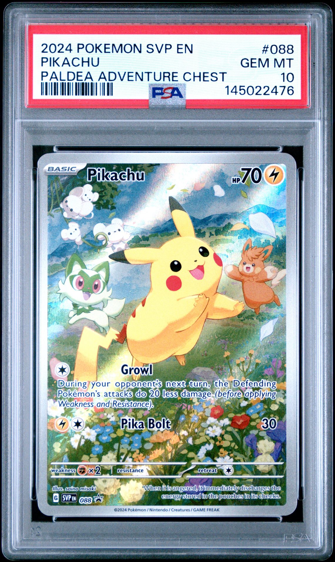 2024 Pokemon Svp En-Sv Black Star Promo Pikachu #088 (Paldea Adventure Chest) Gem Mt 10 front
