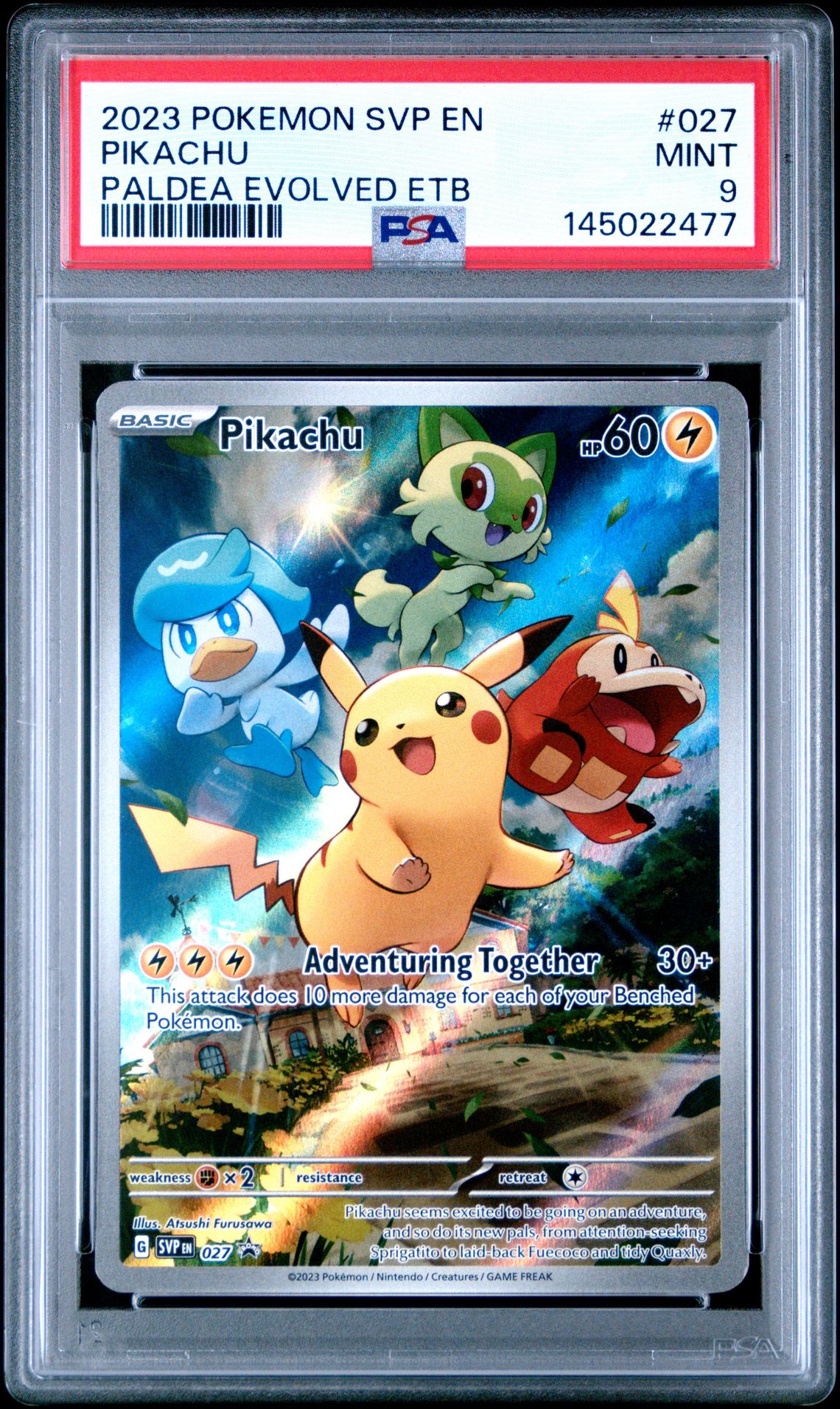 2023 Pokemon Svp En-Sv Black Star Promo Pikachu #027 (Paldea Evolved Etb) Mint 9 front
