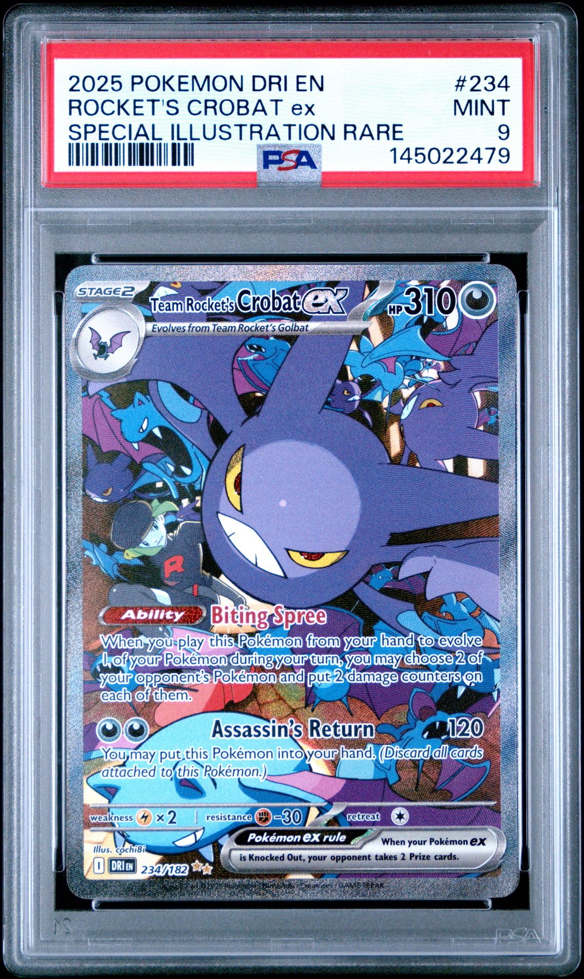 2025 Pokemon Dri En-Destined Rivals Rocket's Crobat Ex #234 (Special Illustration Rare) Mint 9 front