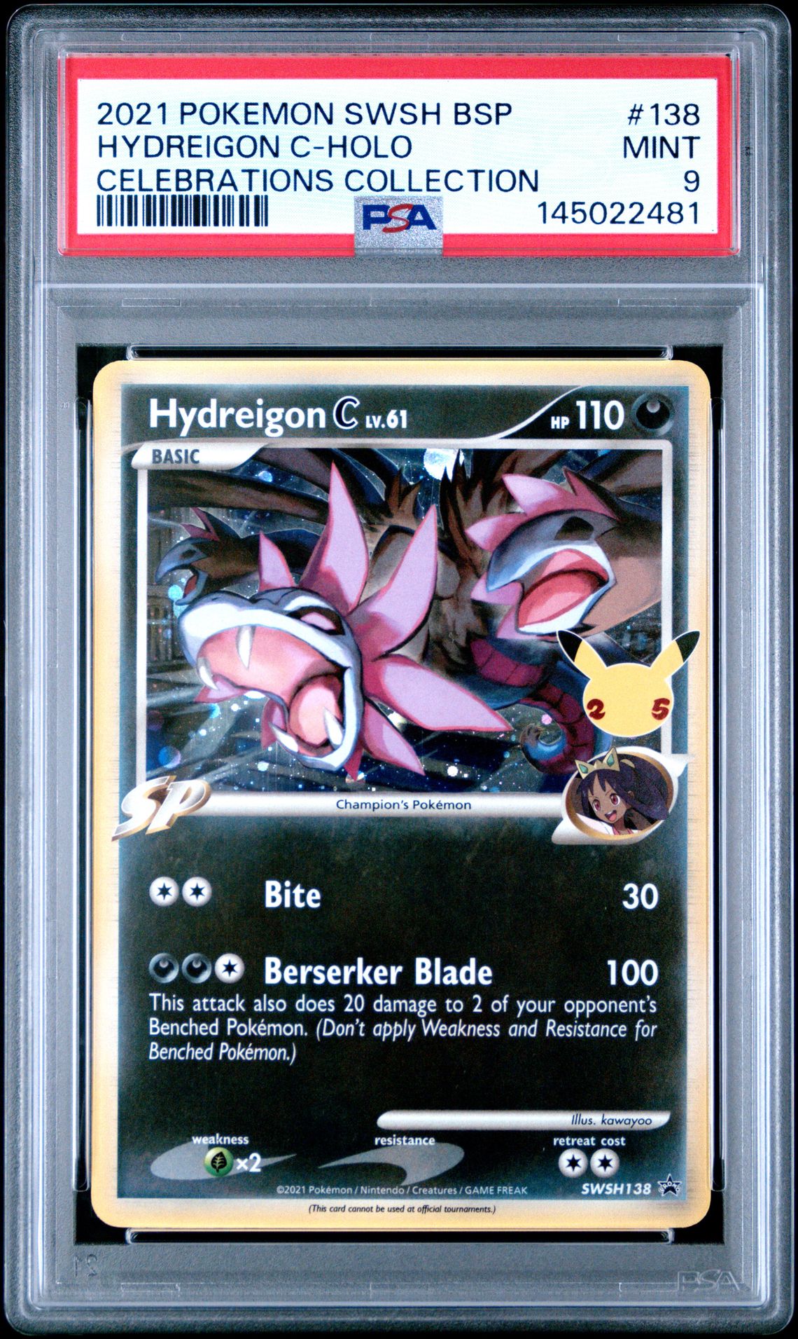 2021 Pokemon Swsh Black Star Promo Hydreigon C-Holo #138 (Celebrations Collection) Mint 9 front