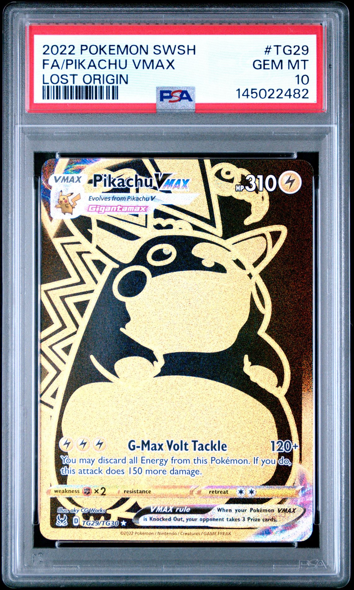 2022 Pokemon Sword & Shield Lost Origin Fa/Pikachu Vmax #Tg29 (Lost Origin) Gem Mt 10 front