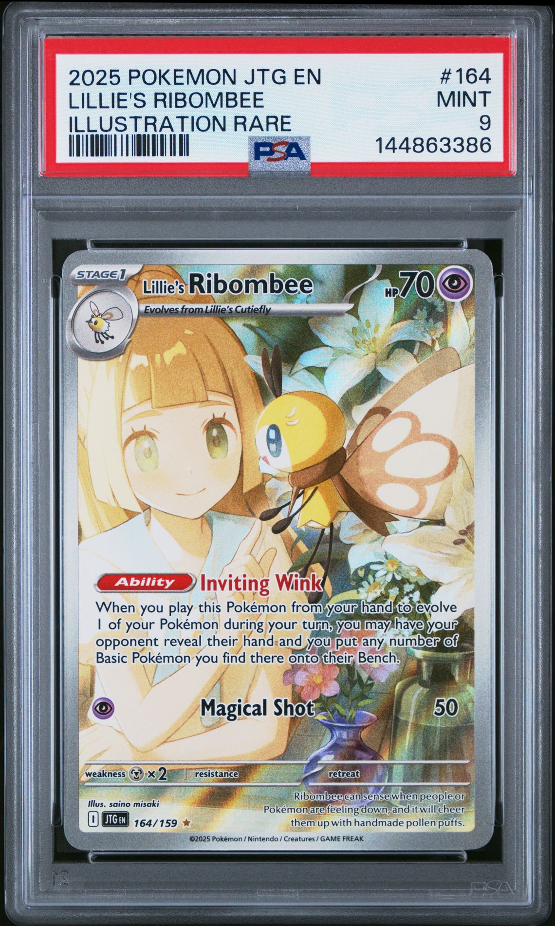 2025 Pokemon Jtg En-Journey Together Lillie's Ribombee #164 (Illustration Rare) Mint 9 front