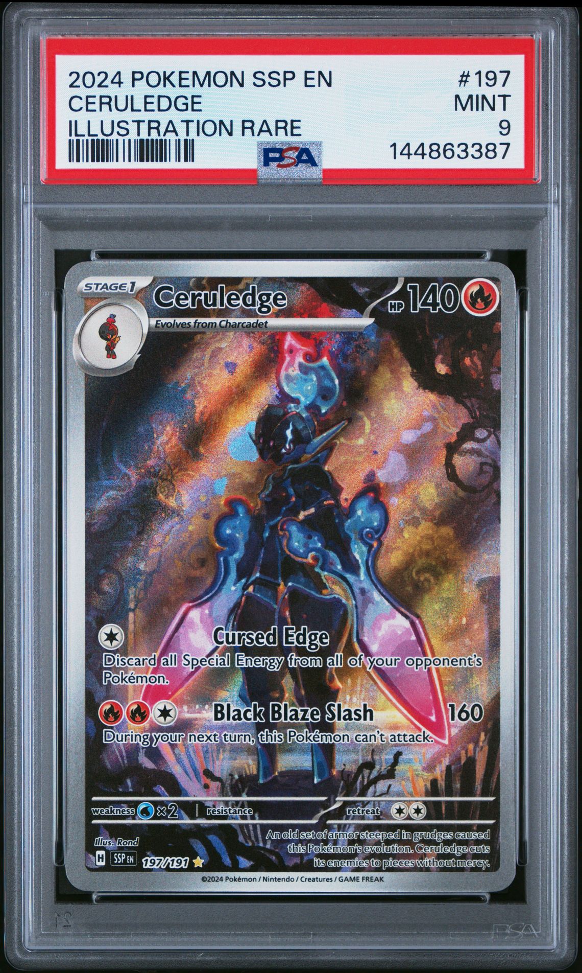 2024 Pokemon Ssp En-Surging Sparks Ceruledge #197 (Illustration Rare) Mint 9 front