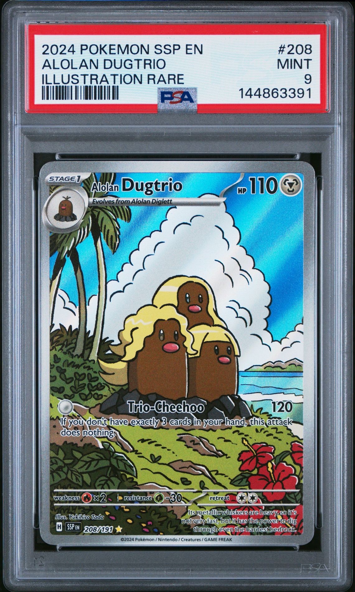 2024 Pokemon Ssp En-Surging Sparks Alolan Dugtrio #208 (Illustration Rare) Mint 9 front