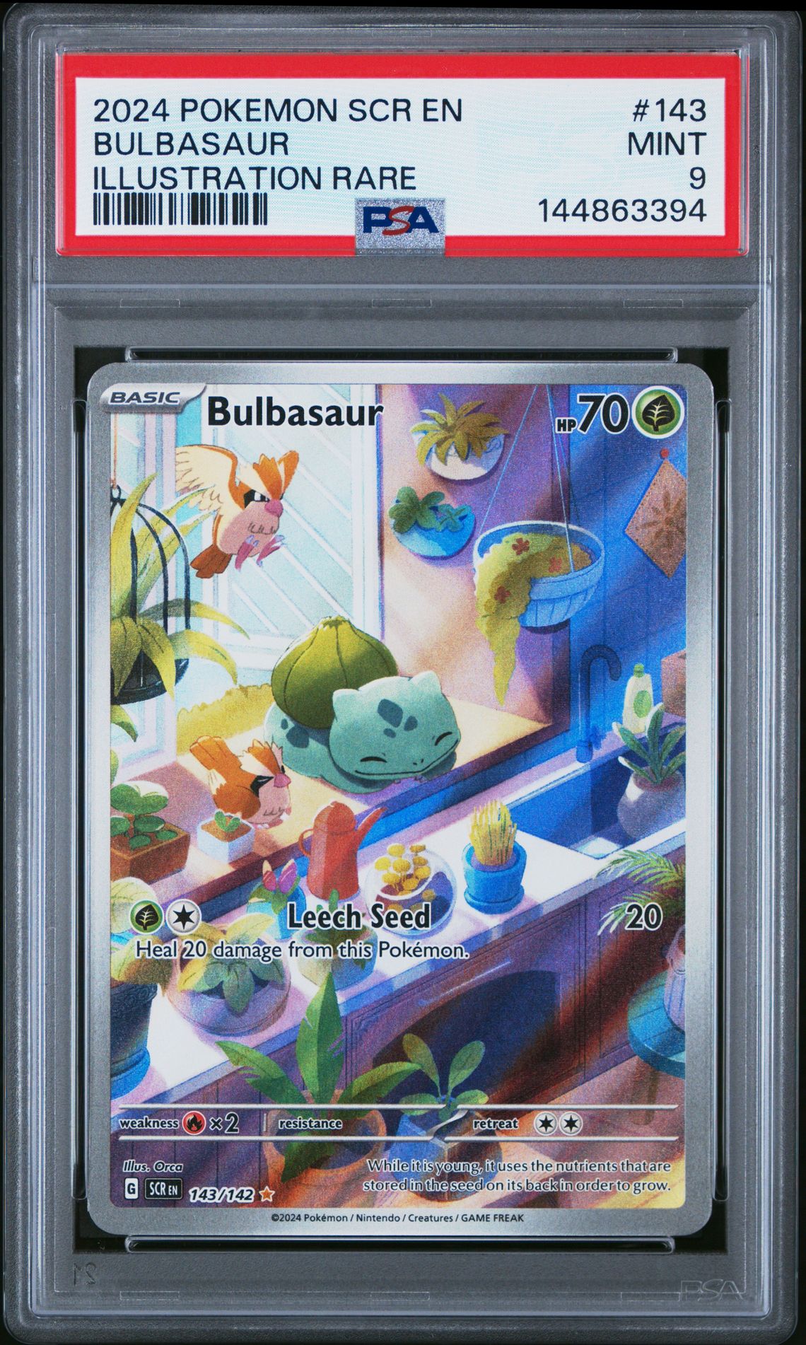 2024 Pokemon Scr En-Stellar Crown Bulbasaur #143 (Illustration Rare) Mint 9 front