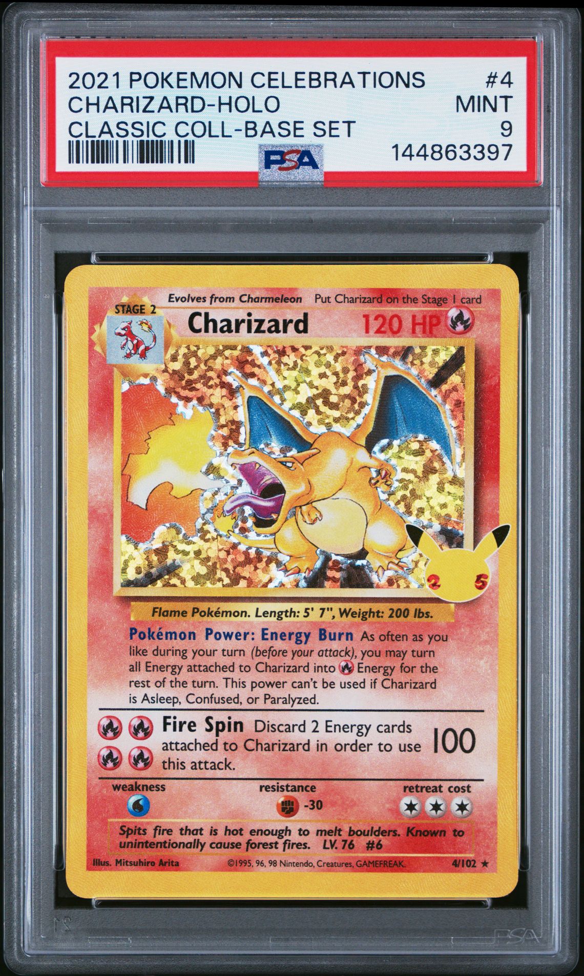 2021 Pokemon Celebrations Classic Collection Charizard-Holo #4 (Classic Coll-Base Set) Mint 9 front