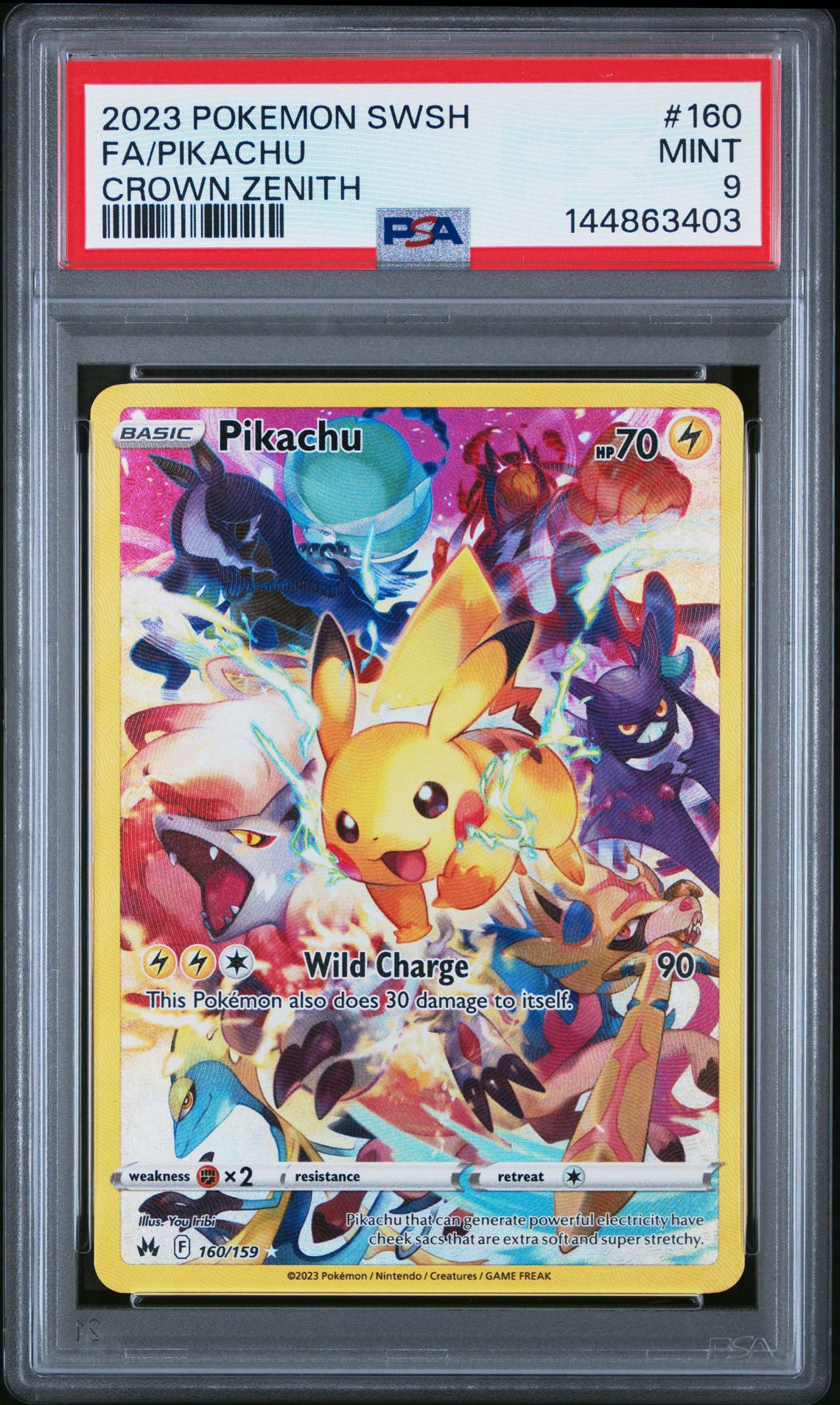 2023 Pokemon Sword And Shield Crown Zenith Fa/Pikachu #160 (Crown Zenith) Mint 9 front