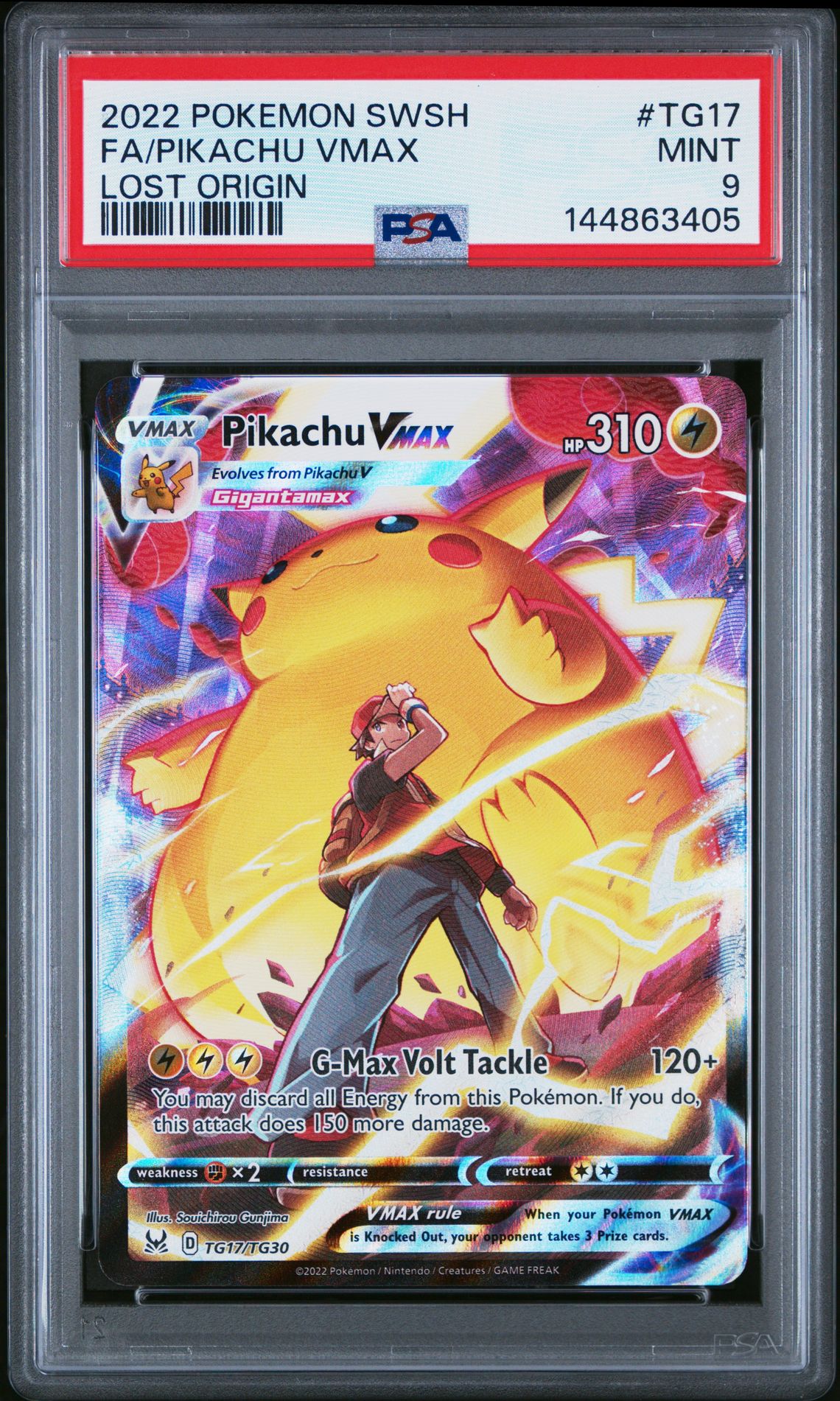 2022 Pokemon Sword & Shield Lost Origin Fa/Pikachu Vmax #Tg17 (Lost Origin) Mint 9 front
