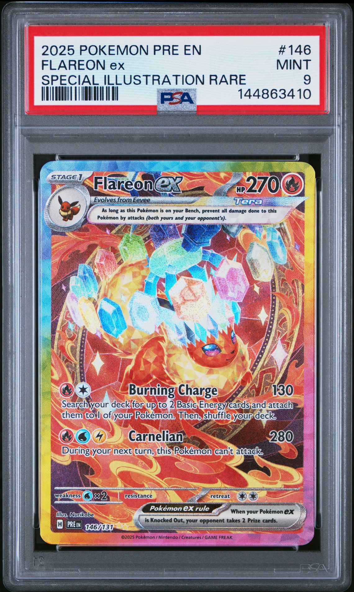 2025 Pokemon Pre En-Prismatic Evolutions Flareon Ex #146 (Special Illustration Rare) Mint 9 front