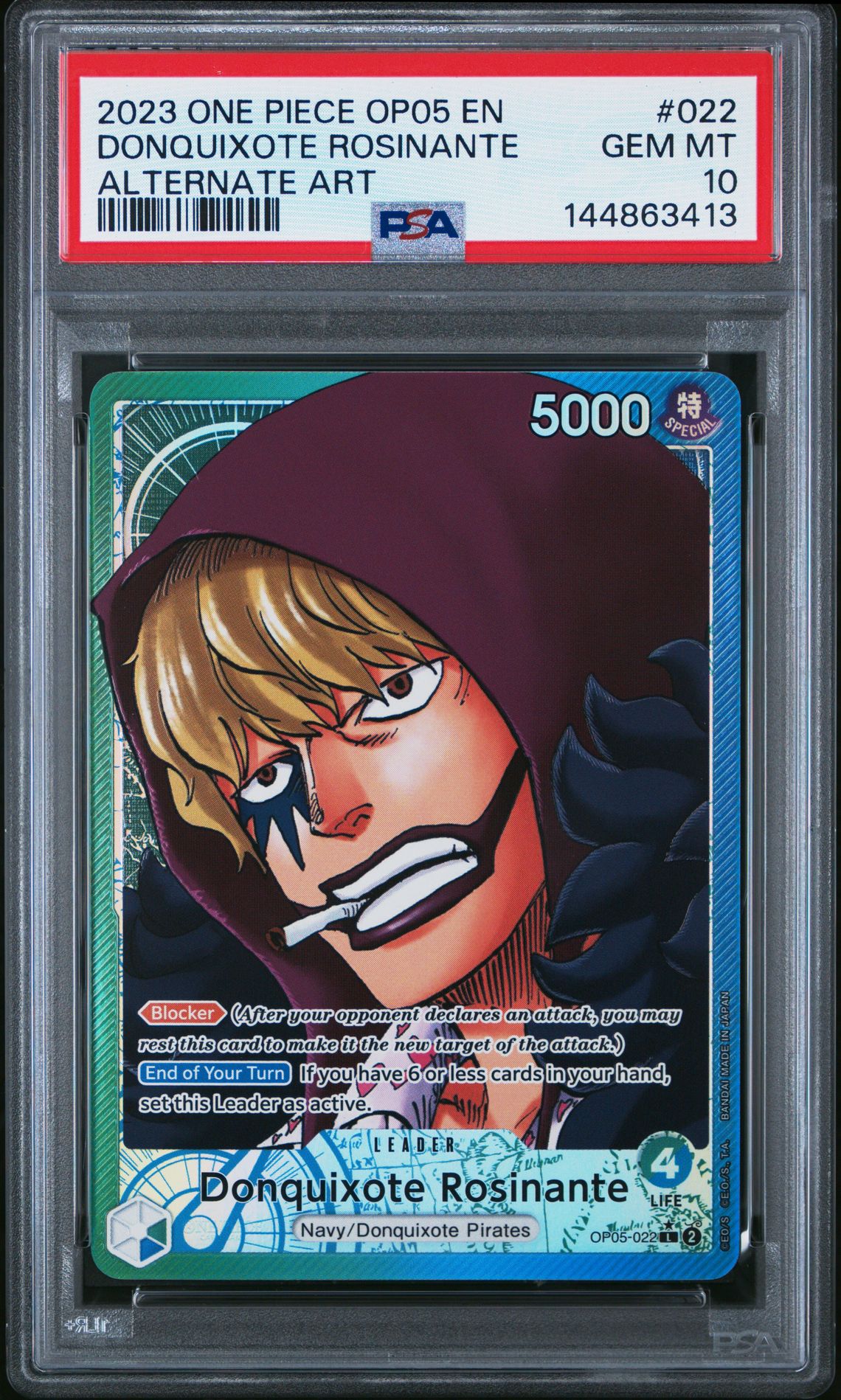 2023 One Piece Op05-Awakening Of The New Era Donquixote Rosinante #022 (Alternate Art) Gem Mt 10 front