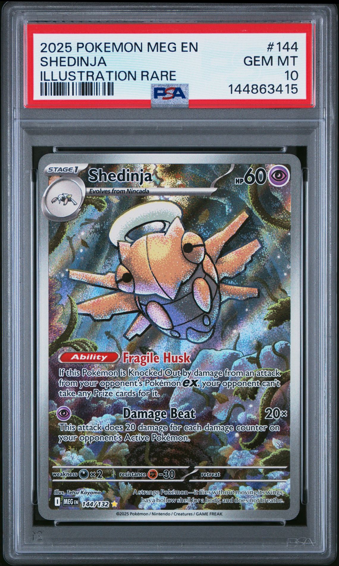 2025 Pokemon Meg En-Mega Evolution Shedinja #144 (Illustration Rare) Gem Mt 10 front
