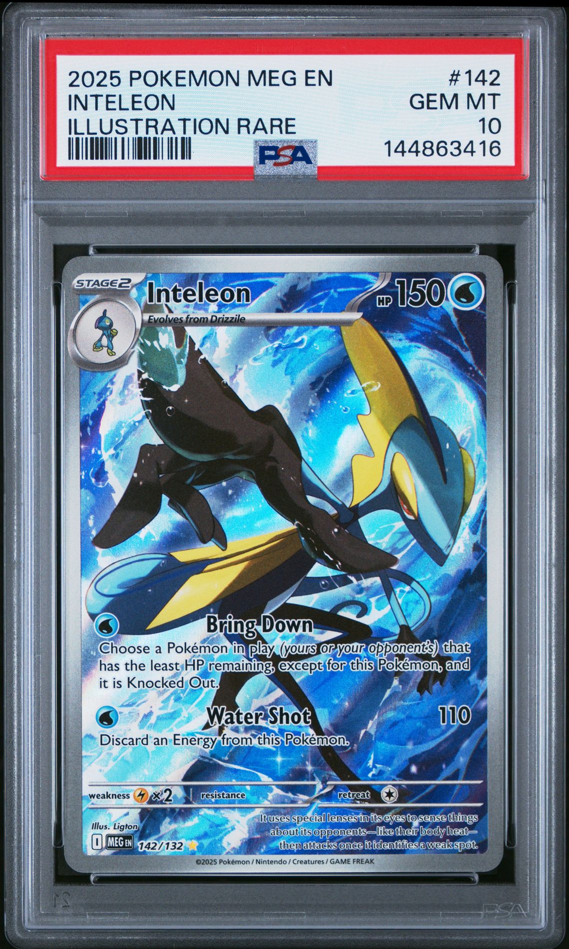 2025 Pokemon Meg En-Mega Evolution Inteleon #142 (Illustration Rare) Gem Mt 10 front