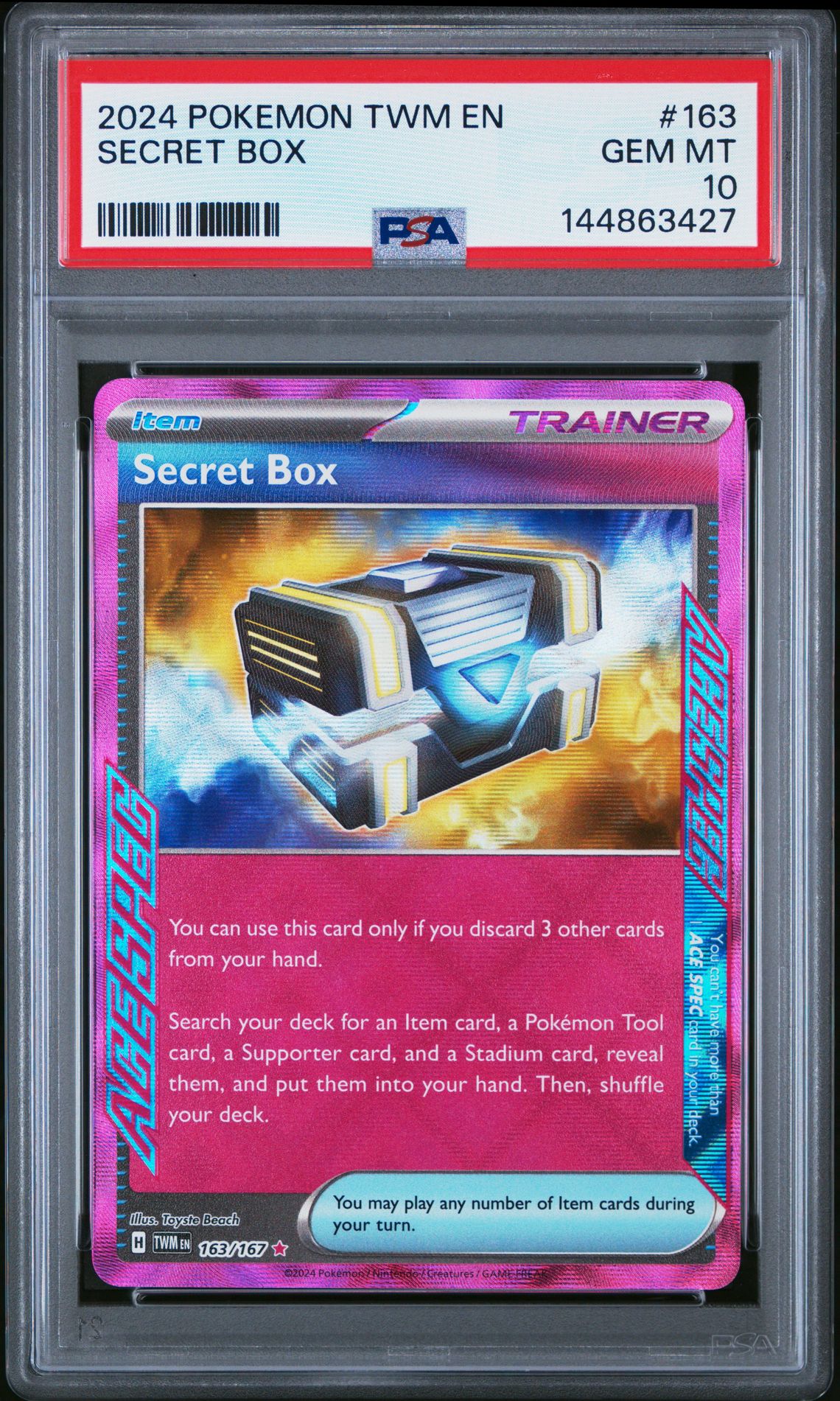 2024 Pokemon Twm En-Twilight Masquerade Secret Box #163 Gem Mt 10 front view - PSA graded GEM MT 10