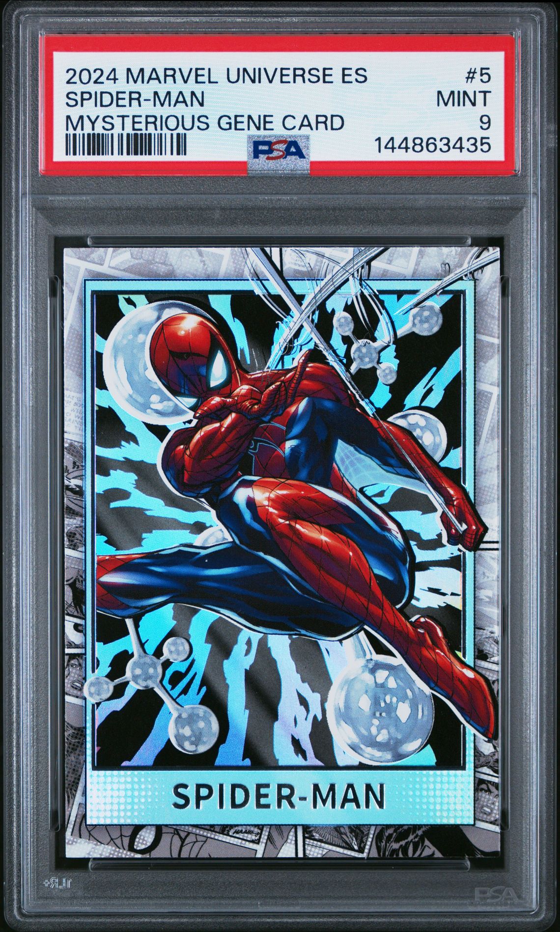 2024 Finding Unicorn Marvel Comic Universe Evolution Series Mysterious Gene Card Spider-Man #5 Mint 9 front