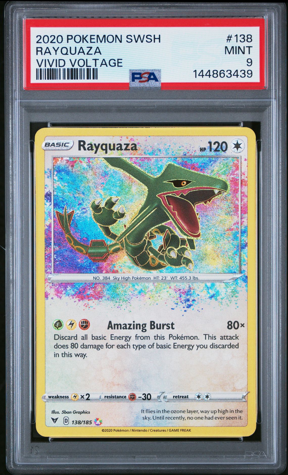 2020 Pokemon Sword & Shield Vivid Voltage Rayquaza #138 (Vivid Voltage) Mint 9 front