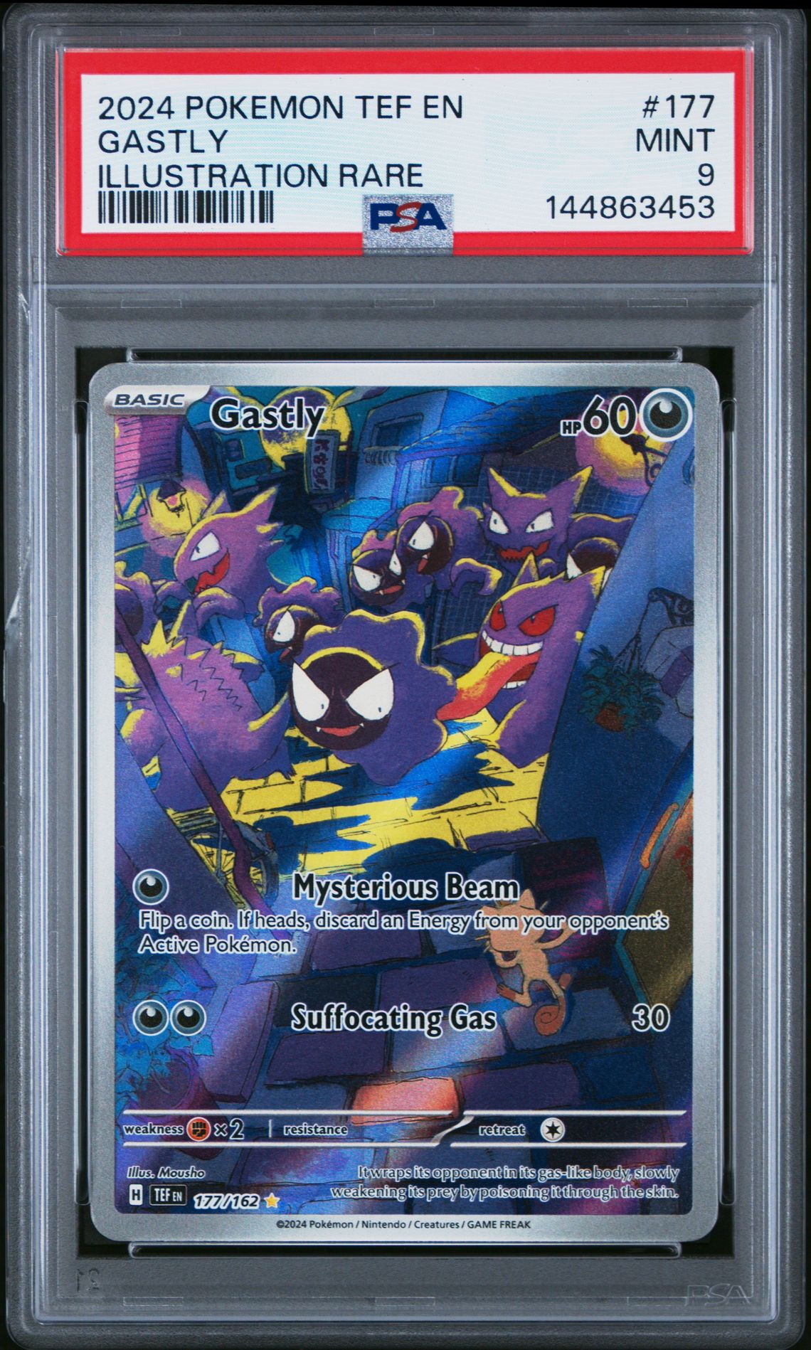 2024 Pokemon Tef En-Temporal Forces Gastly #177 (Illustration Rare) Mint 9 front