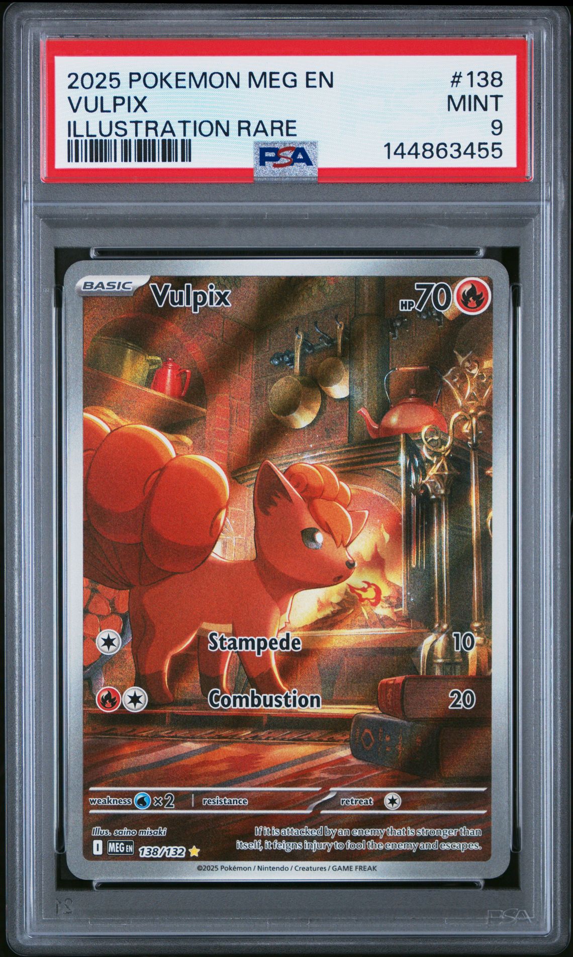 2025 Pokemon Meg En-Mega Evolution Vulpix #138 (Illustration Rare) Mint 9 front