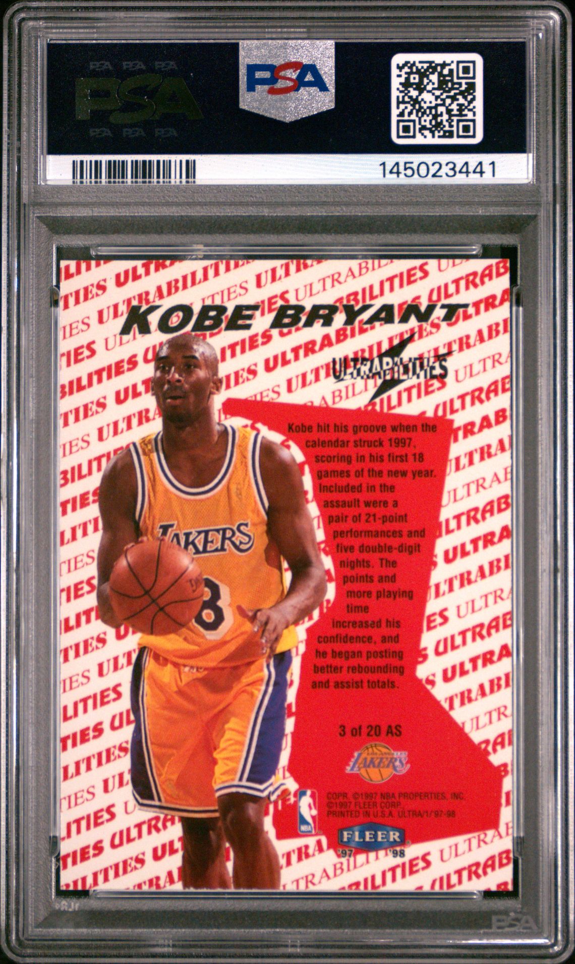 1997 Ultra Ultrabilities Kobe Bryant #3 (Ultrabilities-All-Star) Nm-Mt 8 back