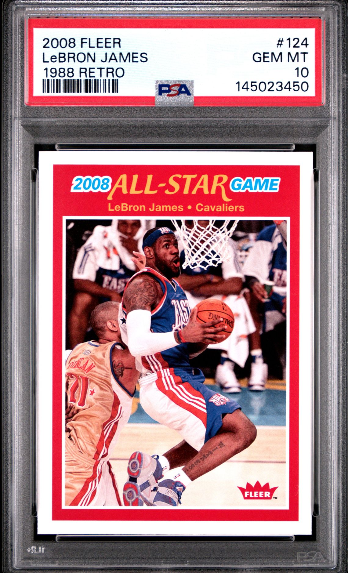 2008 FLEER 1988 RETRO LeBRON JAMES 1988 RETRO 124 GEM MT 10 front