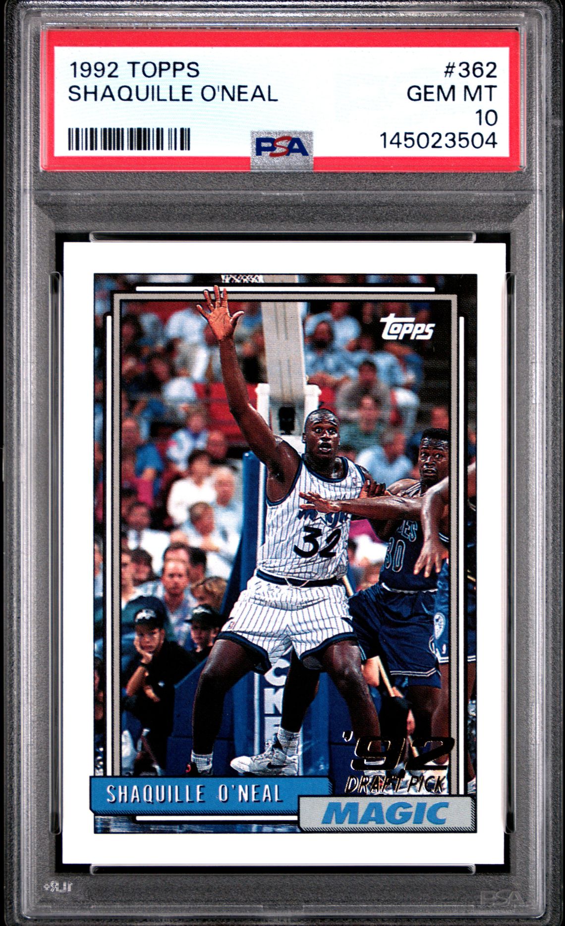 1992 Topps Shaquille O'neal #362 Gem Mt 10 front