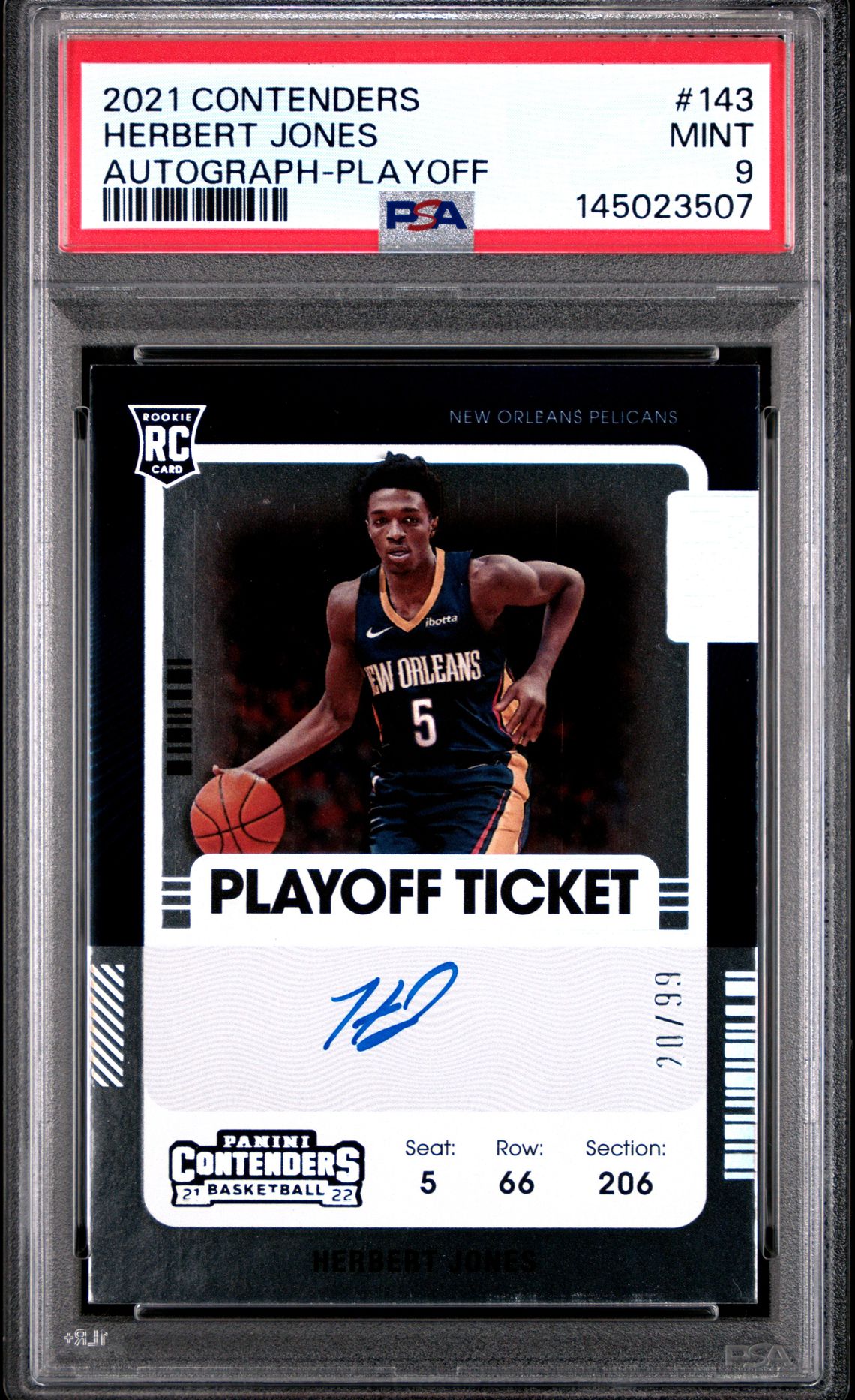 2021 Panini Contenders Herbert Jones #143 (Autograph-Playoff) Mint 9 front