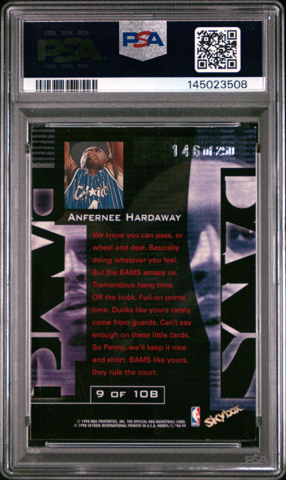 1998 Hoops Bams Anfernee Hardaway #9 Nm-Mt 8 back