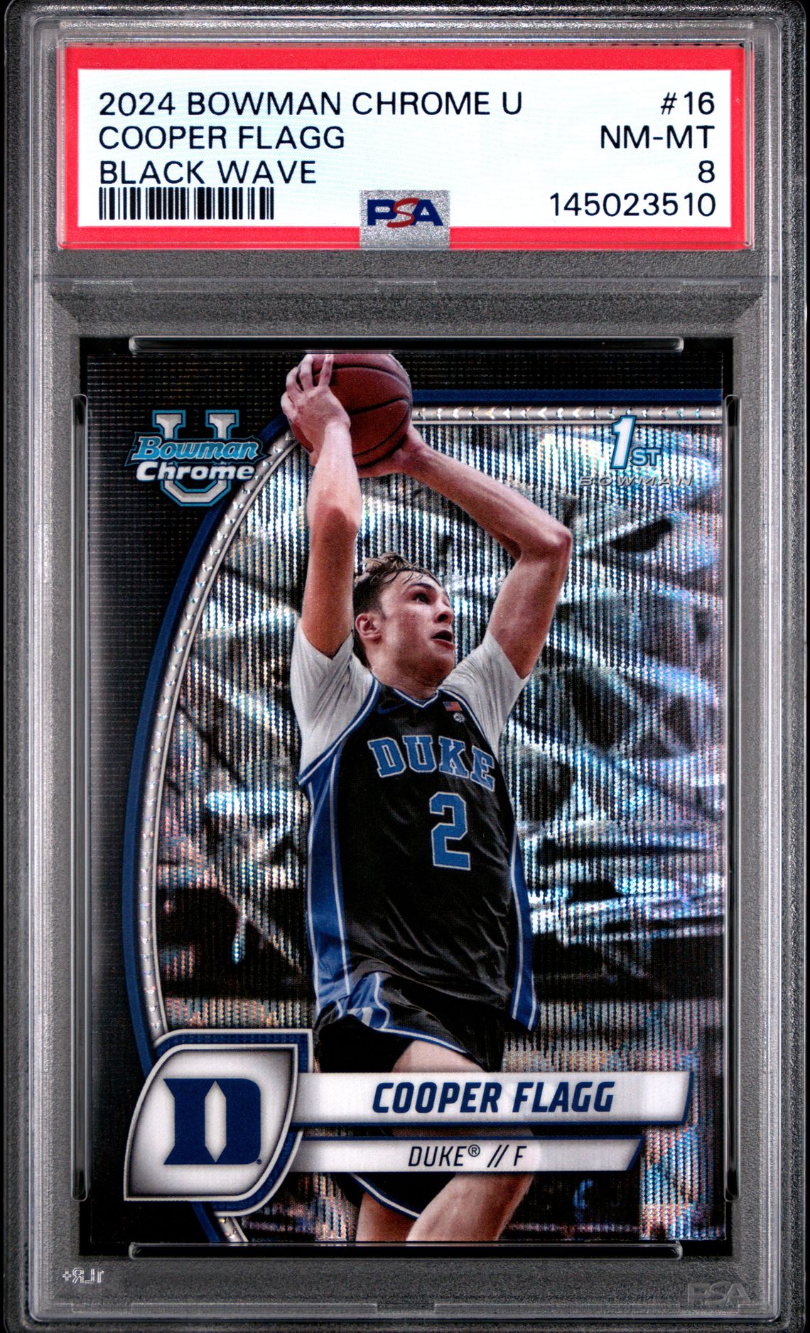 2024 Bowman Chrome University Cooper Flagg #16 (Black Wave) Nm-Mt 8 front