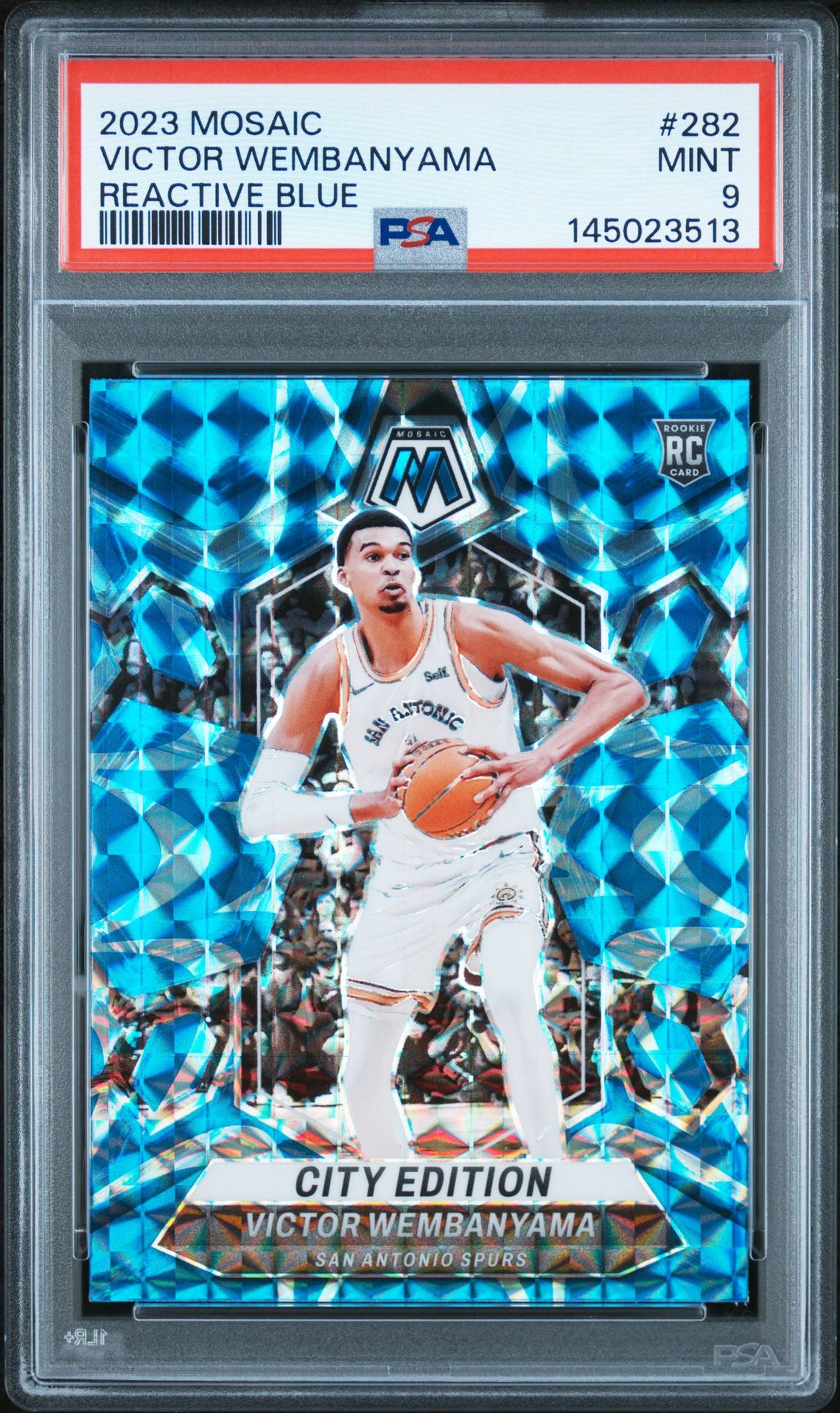2023 Panini Mosaic Victor Wembanyama #282 (Reactive Blue) Mint 9 front
