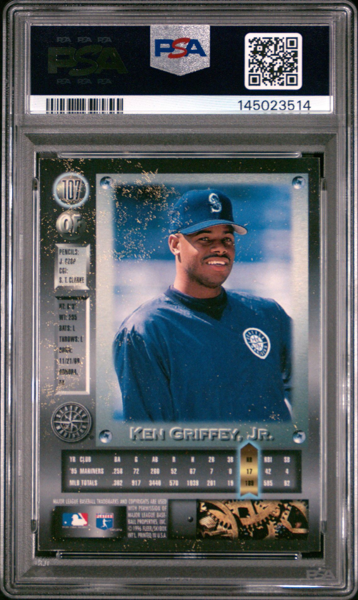 1996 Metal Universe Ken Griffey Jr. #107 (Platinum Edition) Nm-Mt 8 back
