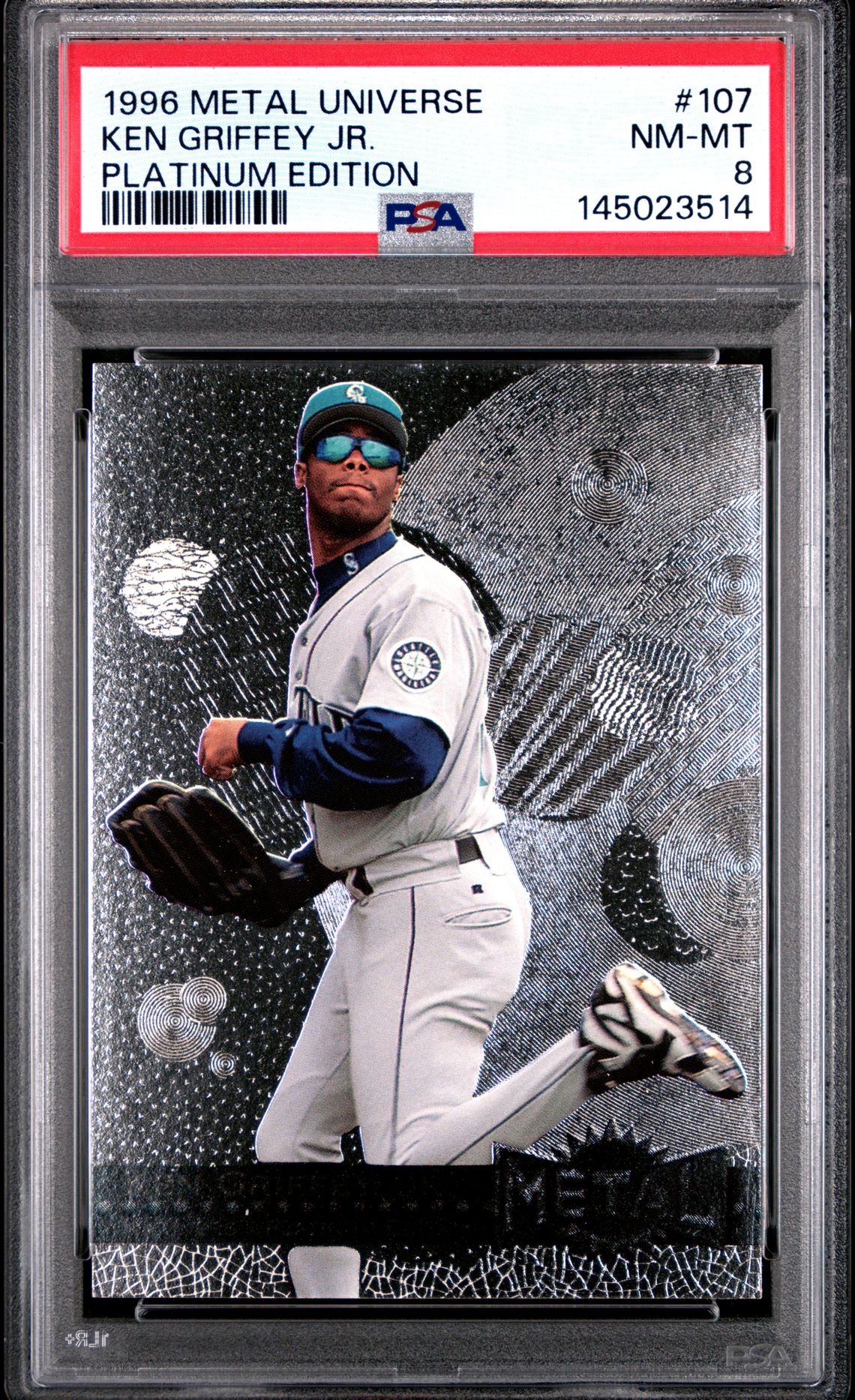 1996 Metal Universe Ken Griffey Jr. #107 (Platinum Edition) Nm-Mt 8 front