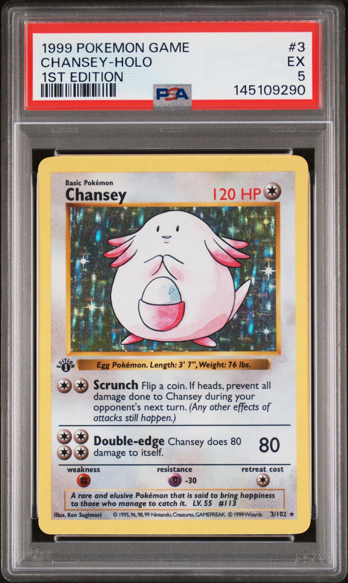 1999 Pokemon POKEMON GAME 1ST EDITION #3 Chansey-Holo front