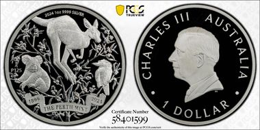 2024-P125 $1 Perth Mint 125th Anniv Ag PR70DCAM