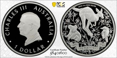 2024-P125 $1 Perth Mint 125th Anniv Ag PR69DCAM