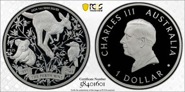 2024-P125 $1 Perth Mint 125th Anniv Ag PR70DCAM